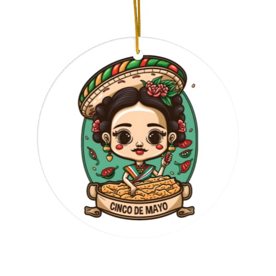 Frida Kahlo & Tacos Funny Cinco De Mayo Mexican Ceramic Ornaments