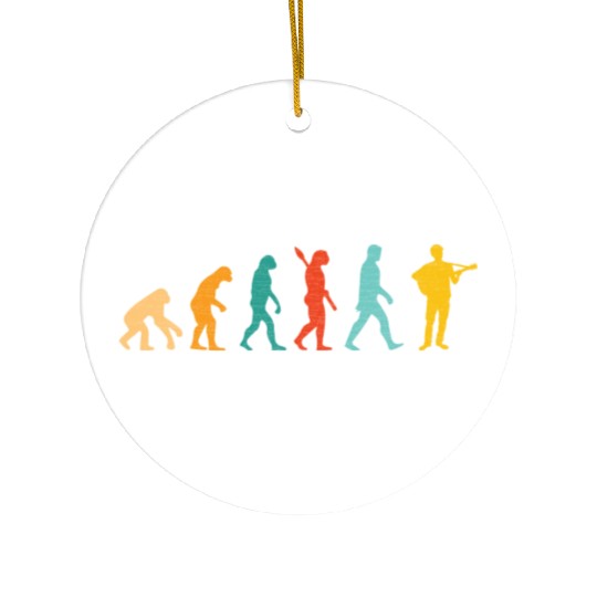 Vintage Guitar Men Evolution Guitarist Idea Ceramic Ornaments