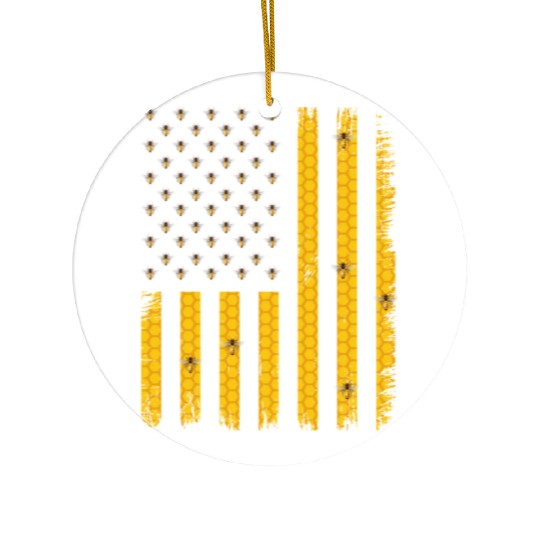 Beekeeper Usa Flag Ceramic Ornaments