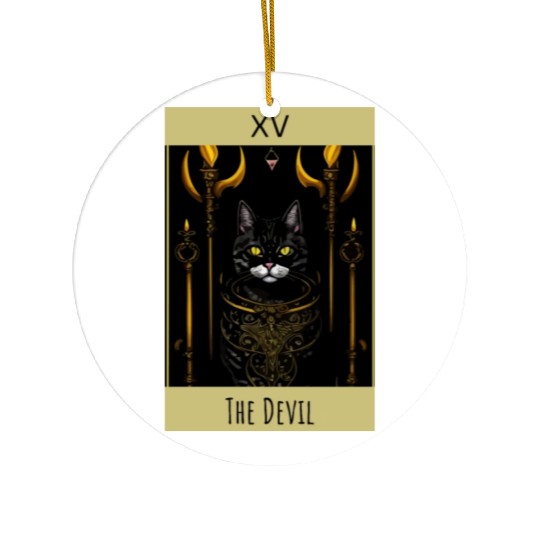 Tarot card the devil cat - readings and astrology Ceramic Ornaments