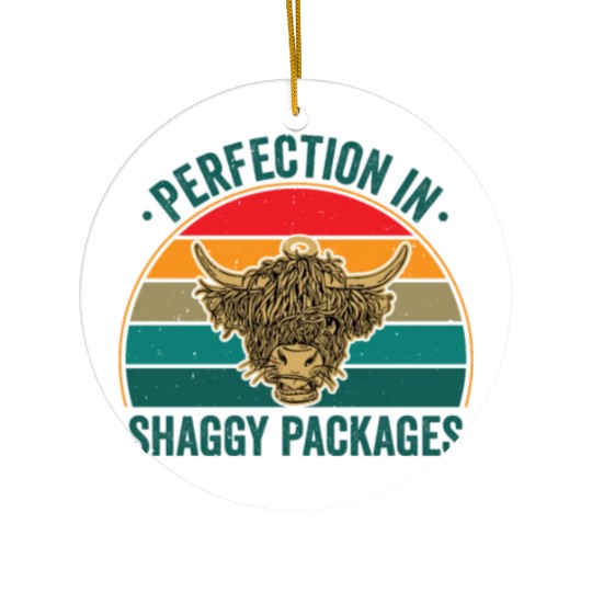 Perfection In Shaggy Packages Highland Cow Ceramic Ornaments