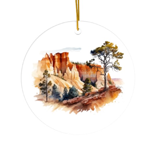 Bryce Canyon Watercolor Wonderland Ceramic Ornaments