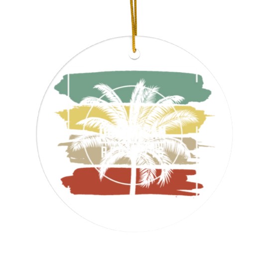Dominican Republic Artistic Palm Tree Retro Ceramic Ornaments
