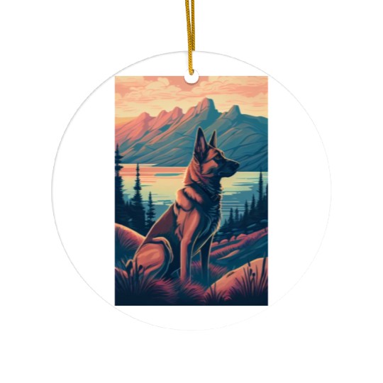Belgian Malinois Nature Ceramic Ornaments