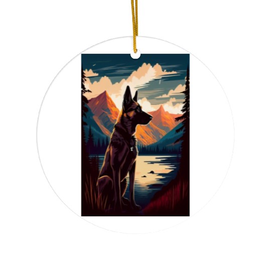 Belgian Malinois Nature Ceramic Ornaments