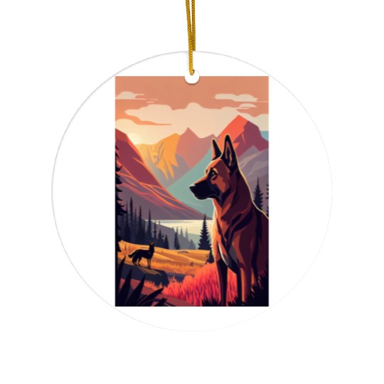 Belgian Malinois Nature Ceramic Ornaments