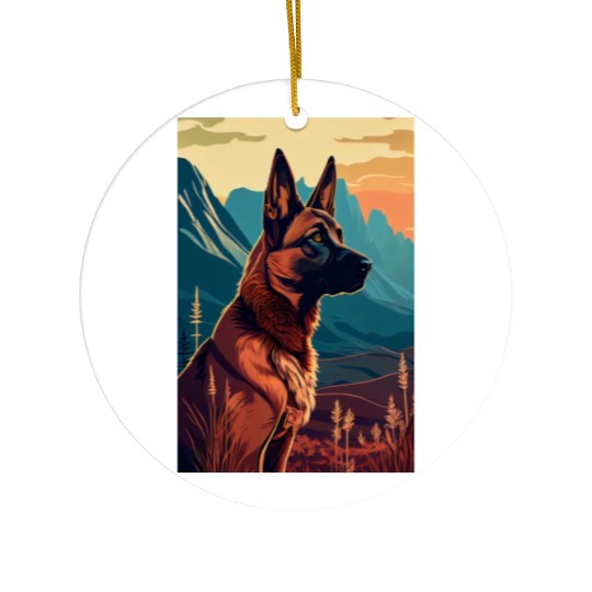 Belgian Malinois Nature Ceramic Ornaments