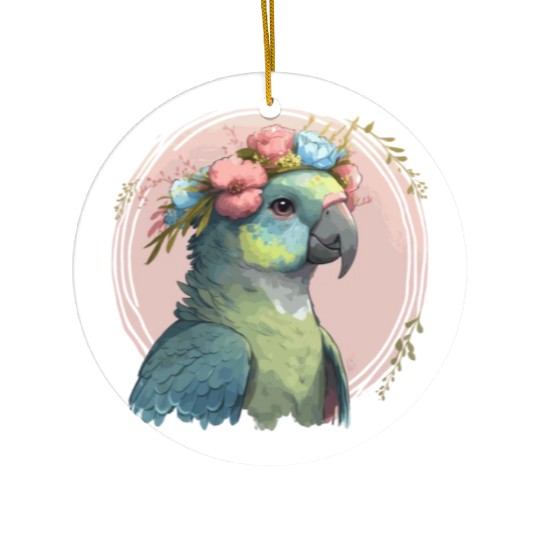 Cute Hahn's Macaw Bird Flower Crown Pet Birds Ceramic Ornaments