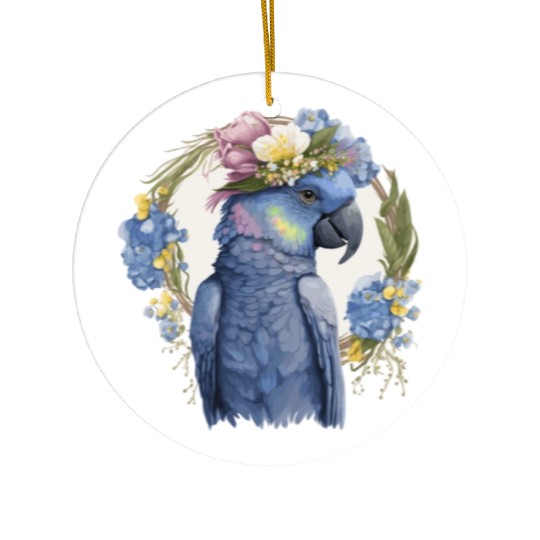 Cute Hyacinth Macaw Parrot Bird Flower Crown Pet B Ceramic Ornaments