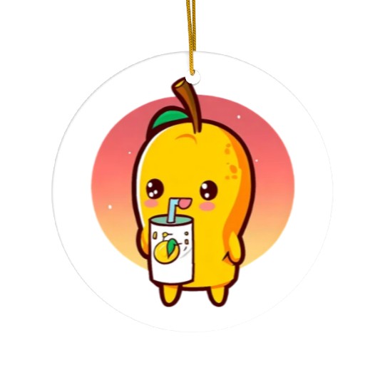 Refreshing mango enjoying mango juice Ceramic Ornaments
