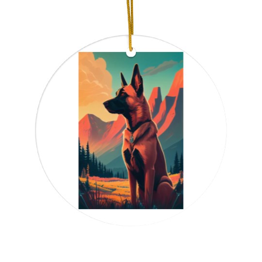 Belgian Malinois Nature Ceramic Ornaments