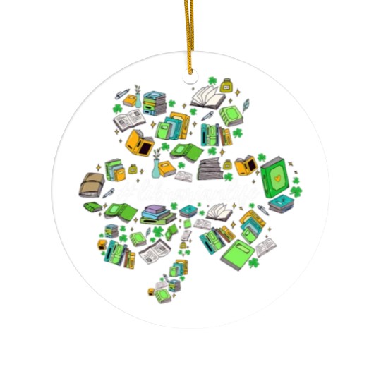 Cute Shamrock Librarian Reading Books Lover St Ceramic Ornaments