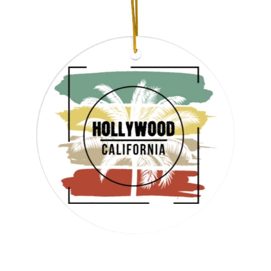 Hollywood California Stylish Retro Palm Tree Ceramic Ornaments