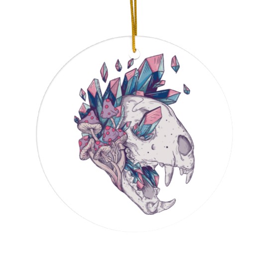 Crystal Cat Skull Ceramic Ornaments