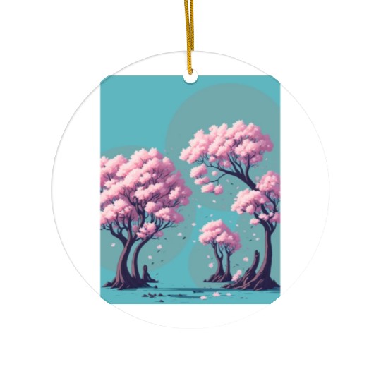 Cherry Blossom tress with falling flowers Ceramic Ornaments