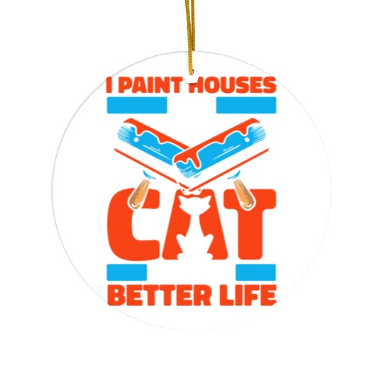 Painter Painting Cat Ceramic Ornaments