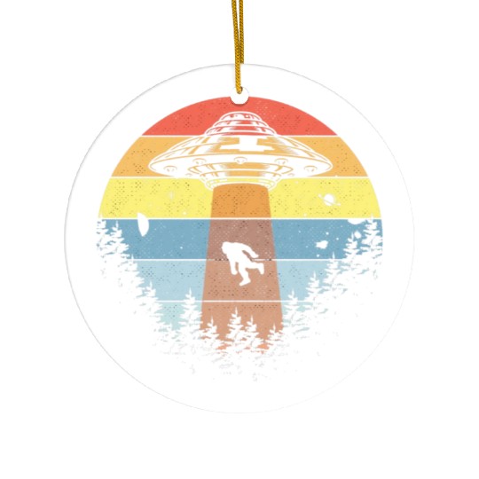 Retro Vintage Sunset Bigfoot Yeti Ceramic Ornaments