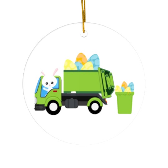 Garbage Truck Easter Bunny Egg Hunt Toddler Kids B Ceramic Ornaments