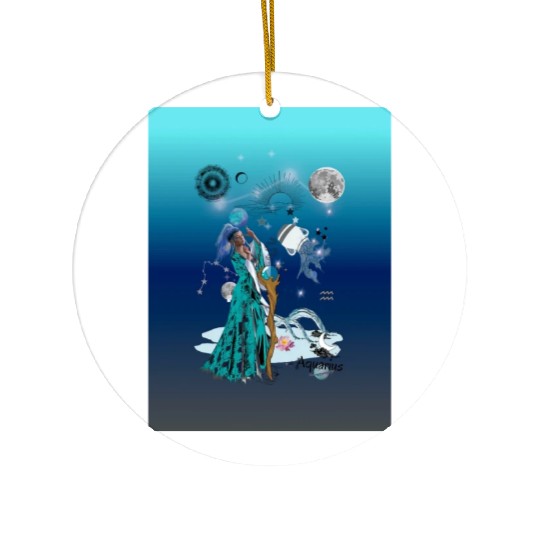 Zodiac sign Aquarius in the unique version Graphic Ceramic Ornaments
