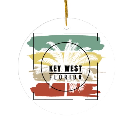 Key West Florida Palm Tree Retro Artistic Ceramic Ornaments