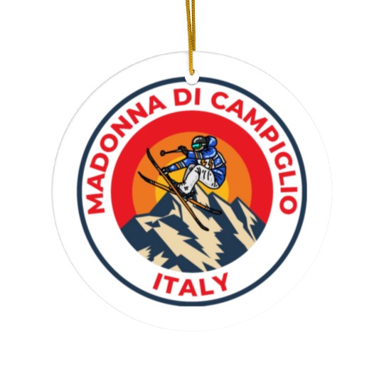 Vintage Skiing Madonna Di Campiglio Italy Sunset Ceramic Ornaments