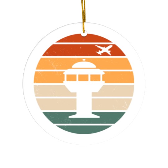 Retro Air Traffic Control Tower Ceramic Ornaments