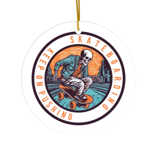 Skull Skeleton Skateboard Skater Ceramic Ornaments