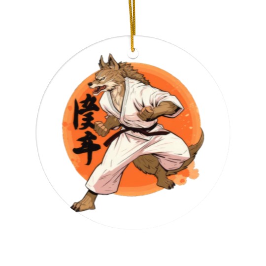 Karate Wolf Martial Arts Wolf Design Ceramic Ornaments