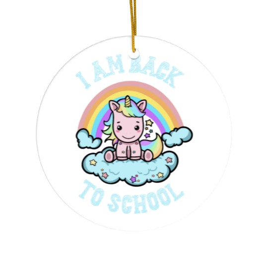 Funny Back to School Kawaii Rainbow Unicorn Ceramic Ornaments