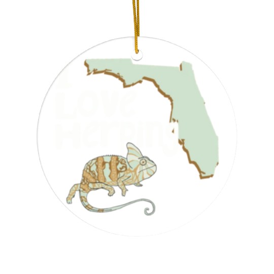 Florida Chameleon I Love Herping Ceramic Ornaments
