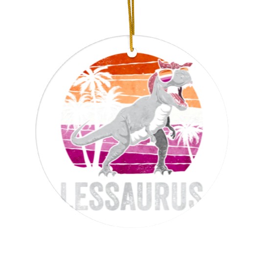 Lesbian Pride Flag Dinosaur Trex LGBTQ Ceramic Ornaments