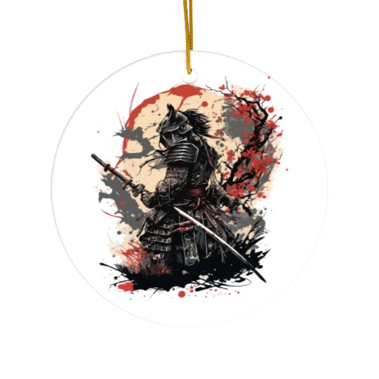 Samurai Warrior with Katana Ceramic Ornaments