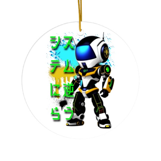 Chibi Mecha: A Cute Cyberpunk Design 6 Ceramic Ornaments