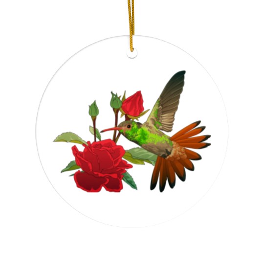 Hummingbird With Flower Ceramic Ornaments
