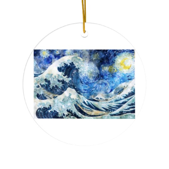 Great Wave During a Starry Night Click on Artist Ceramic Ornaments
