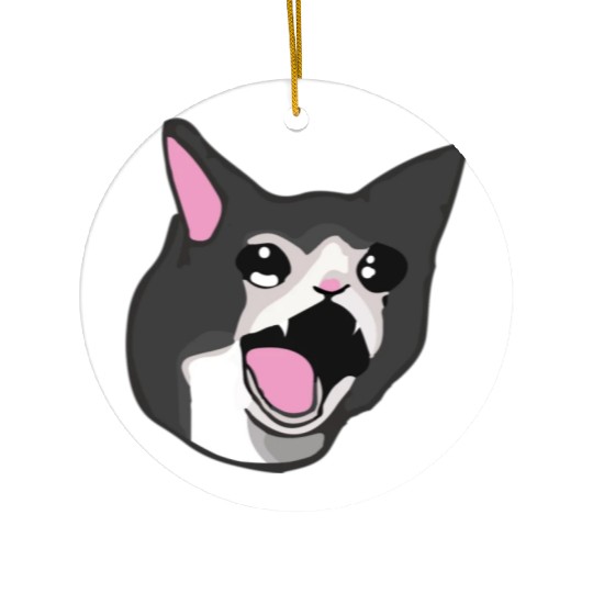 Yamero Crying Screaming Cat Meme Cute Japanese Ceramic Ornaments