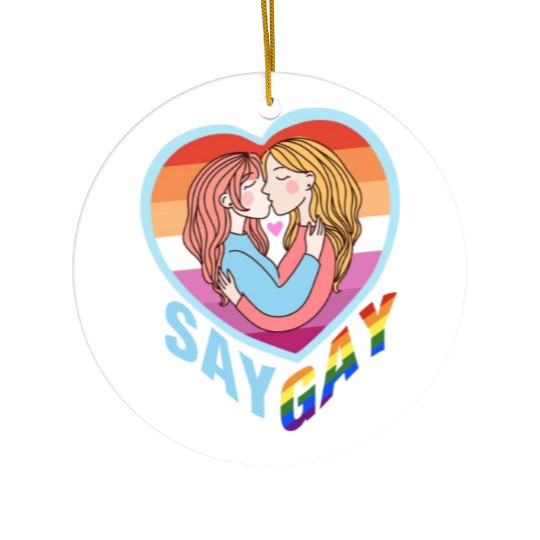 Say Gay Lesbian Couple Ceramic Ornaments