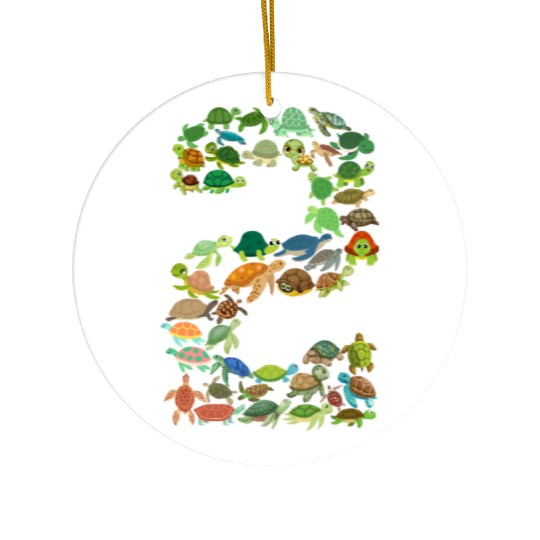 2nd birthday sea turtle tortoise theme 2 year old Ceramic Ornaments