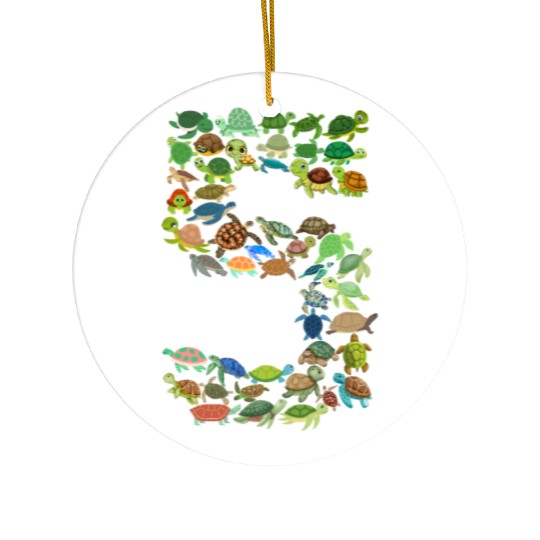 5th Birthday Sea Turtle Tortoise Theme 5 Year Old Ceramic Ornaments