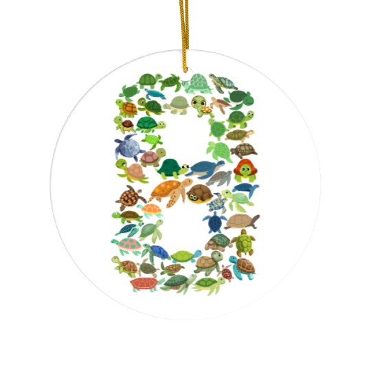 8th Birthday Sea Turtle Tortoise Theme 8 Year Old Ceramic Ornaments