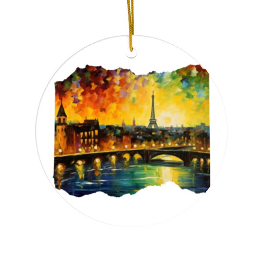 Starry Night over Paris Van Gogh Eiffel Tower Ceramic Ornaments