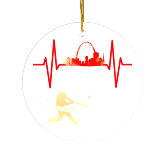 Saint Louis Red Cardinal Dress Heartbeat Baseball Ceramic Ornaments