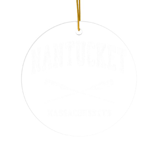 Nantucket Massachusetts Nautical Crossed Oars Ceramic Ornaments