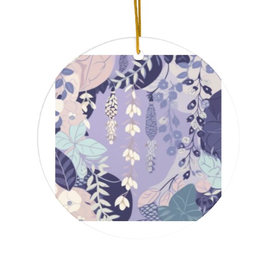 Wisteria Pattern, Japanese Kimono Fabric Pattern Ceramic Ornaments