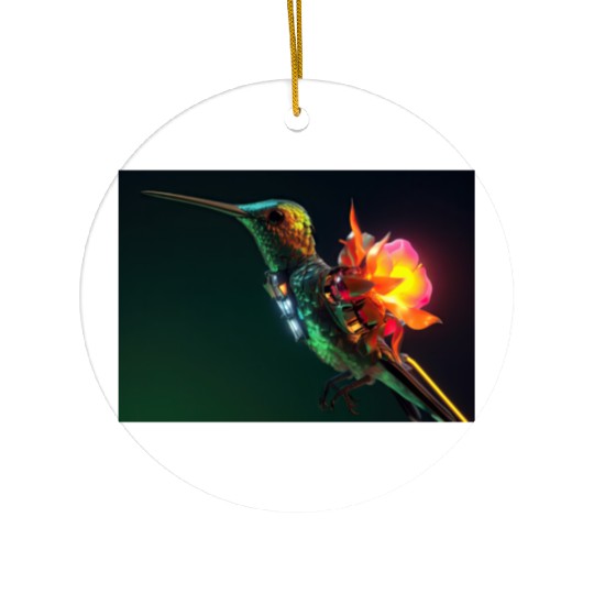 Techno Hummingbird Ceramic Ornaments
