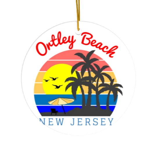 Ortley Beach New Jersey Beach Sunset Ceramic Ornaments