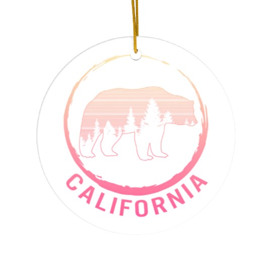 California State Bear Camping Nature Hiking Trip Ceramic Ornaments