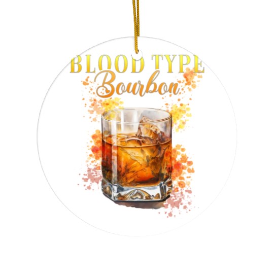 Blood Type Bourbon Cocktail Bartender Ceramic Ornaments