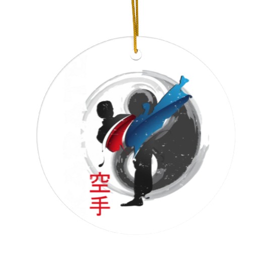 Martial Side Kick Ying Yang Karate Ceramic Ornaments