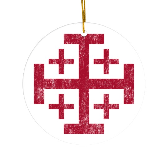 Distressed Jerusalem Cross Knights Templar Ceramic Ornaments
